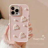 3D Pearl Heart Silicone Case